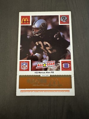 1986 McDonald's Play & Win All-Star Team Gold Orange Tab #32 MARCUS ALLEN HOF