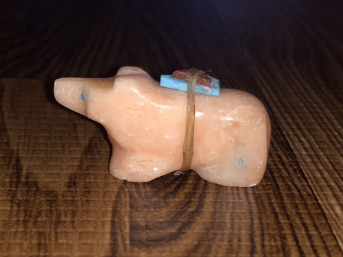 Elroy Pablito (d.) Zuni Carved Stone Bear Fetish - Signed - Native American