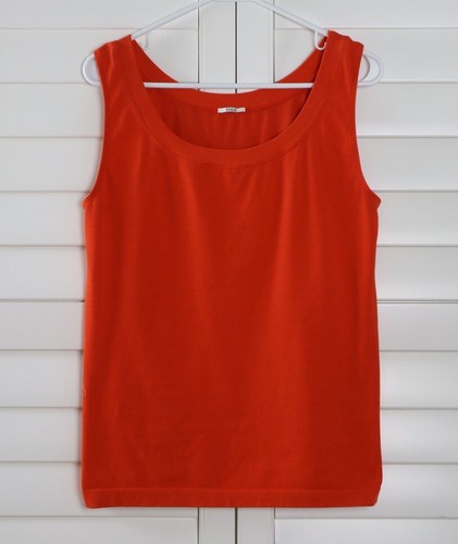 WOLFORD $120 Stretchy Solid Orange Scoop Neck Classic Tank Top Size XL - Picture 5 of 6