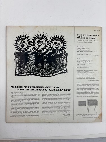 The Three Suns: On A Magic Carpet LP RCA Living Stereo Vinyl Record - Picture 2 of 3
