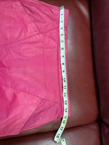 Sexy GIII(3) Leather Vintage 80's Pink Color Pencil Skirt Size 11/12 W/ Pockets - Picture 11 of 12