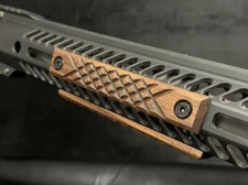 Hard Wood Rail Cover for M-Lok, Walnut, Tread Cut Pattern