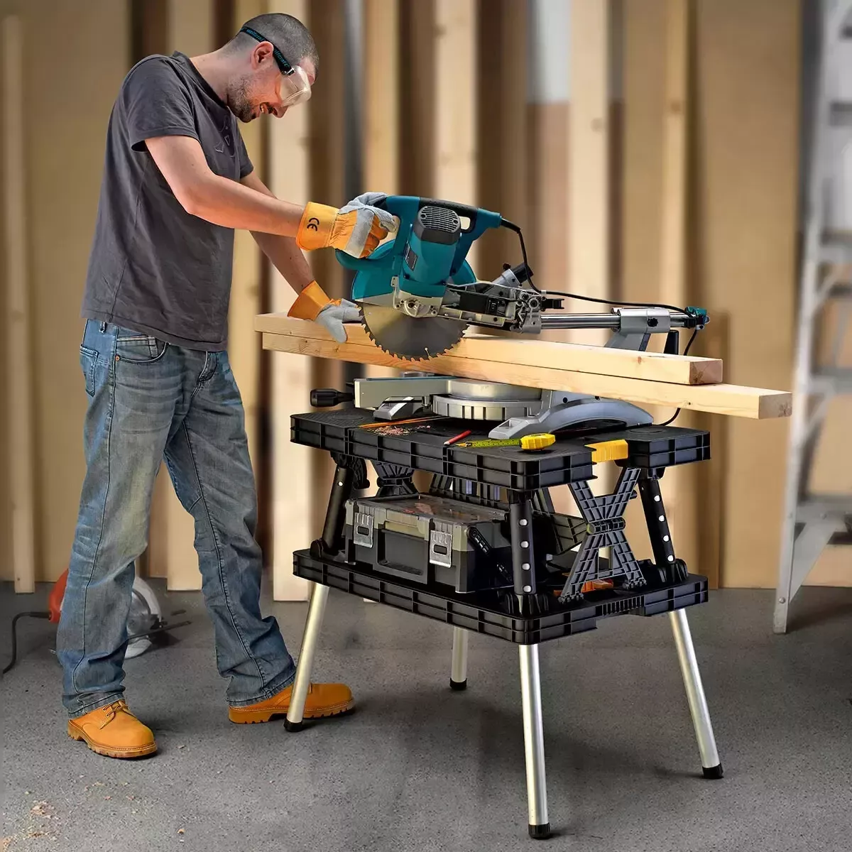 Keter Folding Worktable with Clamps Black Yellow