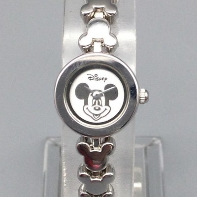 Disney Time Works Womens Watch 18mm Silver Tone Mickey Mouse New Battery 6.5''