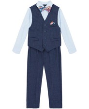 Nautica Little Boys Striated Twill Vest, Pant, Shirt, Bowtie  Pocket Square 2T