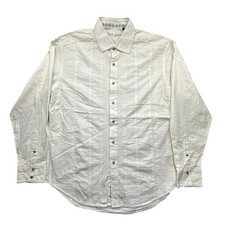 Robert Graham Long Sleeve Button Up Striped Mens Shirt XL White Textured