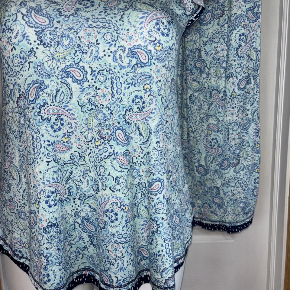 Conjunto de pijama Ellen Tracy cachemir top y pantalón azul suave elástico para mujer pequeño” Foto 4 de 4