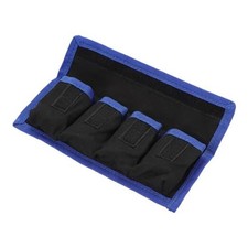 Camera Battery Pouch Case, 4 Pocket Nylon DSLR Battery Case Holder Blue
