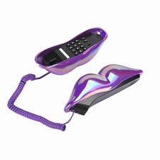 Creative Purple Lips Telephone Electroplate Desktop Landline Phone For Home
