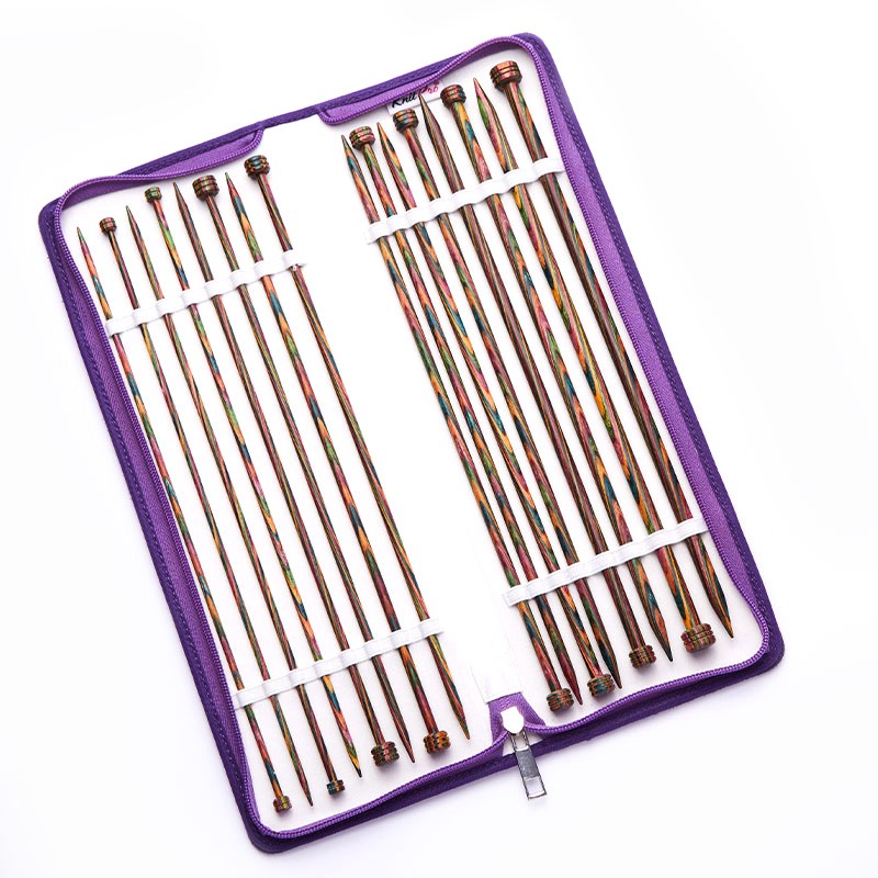 KnitPro Symfonie Single Point Knitting Needles - 35cm - Wood - Purple - 8 Sizes (3.5-8mm) - Image 2
