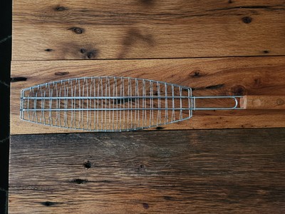Master Chef  Fish Grill Basket with Wooden Handle Unused