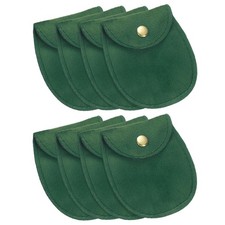 8Pcs 7.5 x 11.5 cm Snap Button Jewelry Velvet Gift Bags Organizer Green
