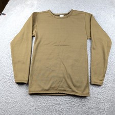 Mens Grid Fleece Shirt Small Brown Pullover Army Military Made in USA Tactical
