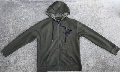 Beverly Hills Polo Club Mens Army Green Big  Embroidered Polo Logo Hoodie Size L