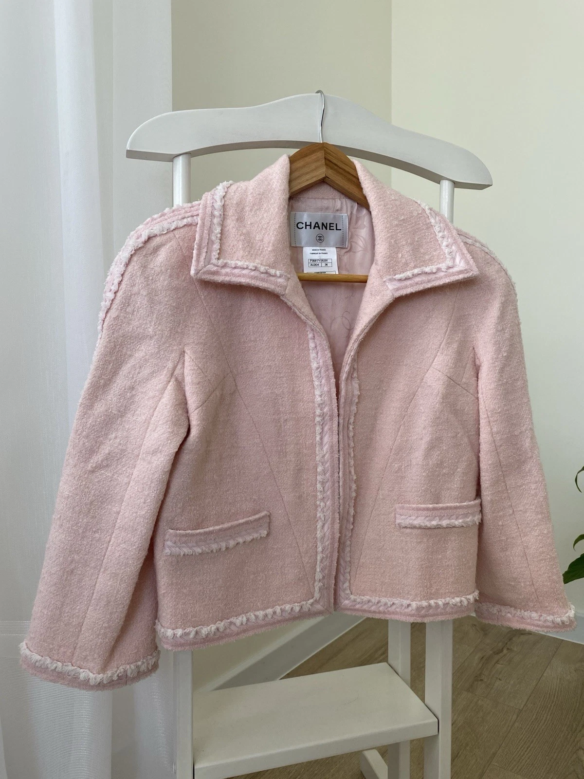 Giacca blazer CHANEL tweed donna vintage autentica lana rosa anni 2000 taglia 36