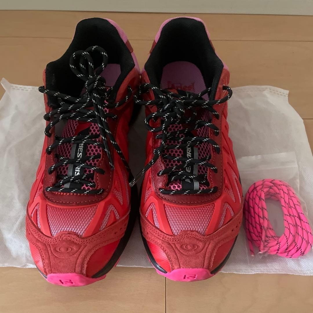 Salomon Sneakers Shoes XT-WHISPER ARIES Pink Red Mesh Suede Low Men's US6.5 EX