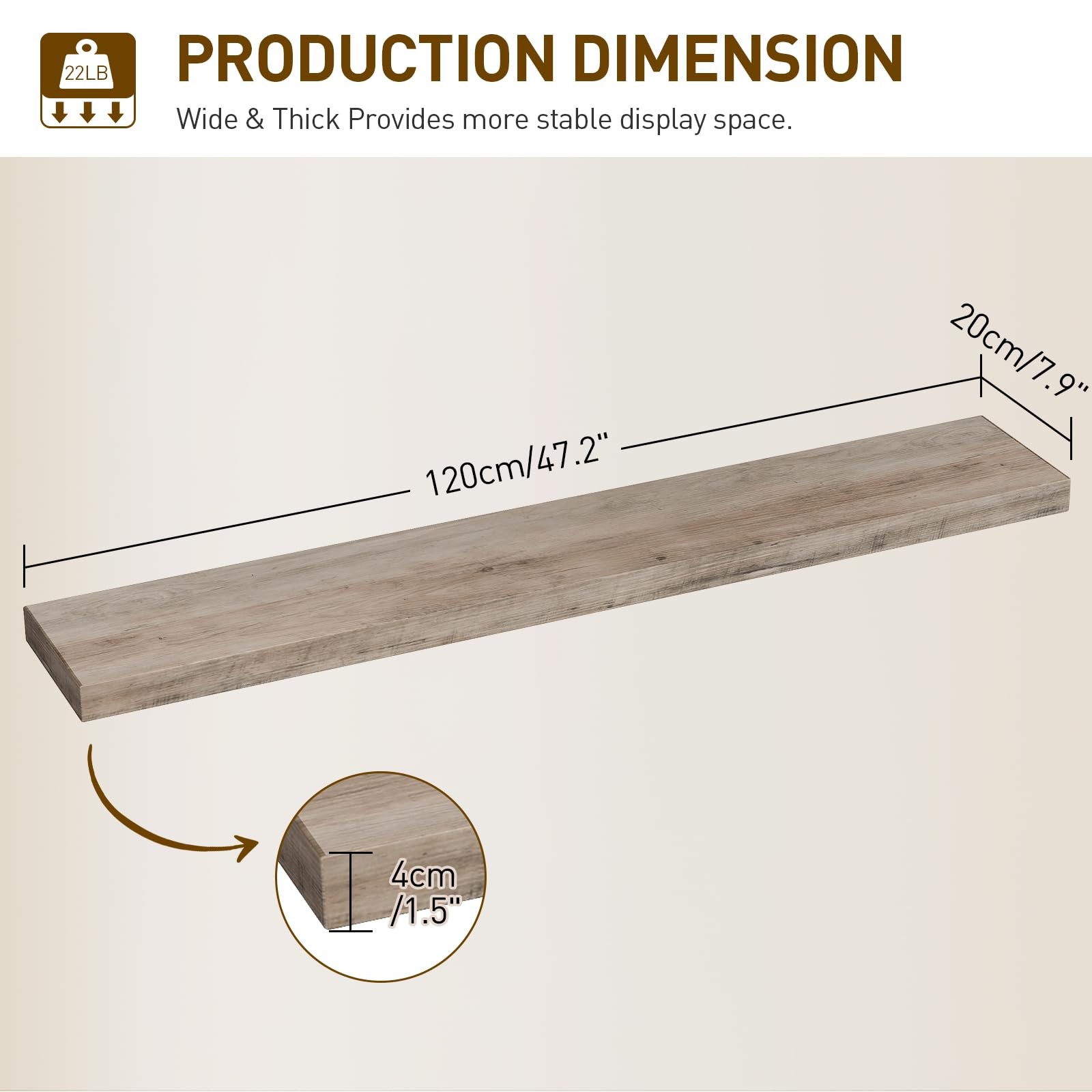 Floating Shelves for Wall, 1.5" Thick Wall Shelf Set of 3 with Invisible Brac...