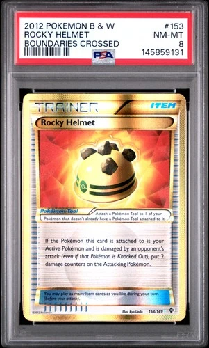 2012 Pokemon Black & White Boundaries Crossed 153 Rocky Helmet PSA 8 145859131
