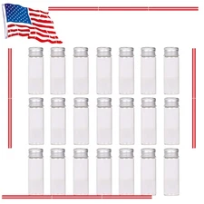 24 Tiny Jars with Aluminum Screw Lids 15ml Small Glass Bottles Clear Mini