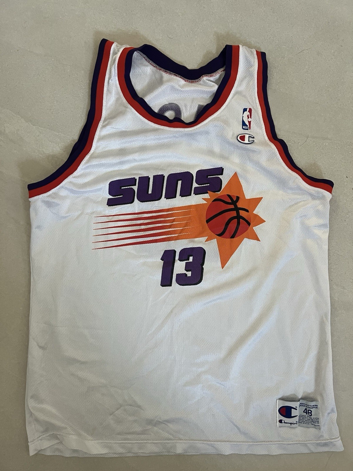 Vintage Steve Nash Phoenix Suns Champion Jersey Size 48 White EUC Rare Rookie