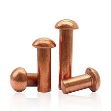 Solid Copper Button Round Head Rivets DIN 660 1/16" 5/64" 1/8" 3/16" 1/4" 1/3"