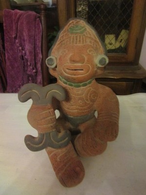 Mexican Aztec DIOS DE LA FLOR ~ FLOWER GOD XOCHIPILI ~ TERRA COTTA STATUE ~