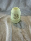 VTG Fenton Uranium Custard Glass Candle Fairy Lamp Hand Painted Flowers Signed