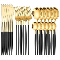 Geschenkbox Besteckset Gold 6 Personen 24-Tlg Edelstahl Essbesteck Besteck Set