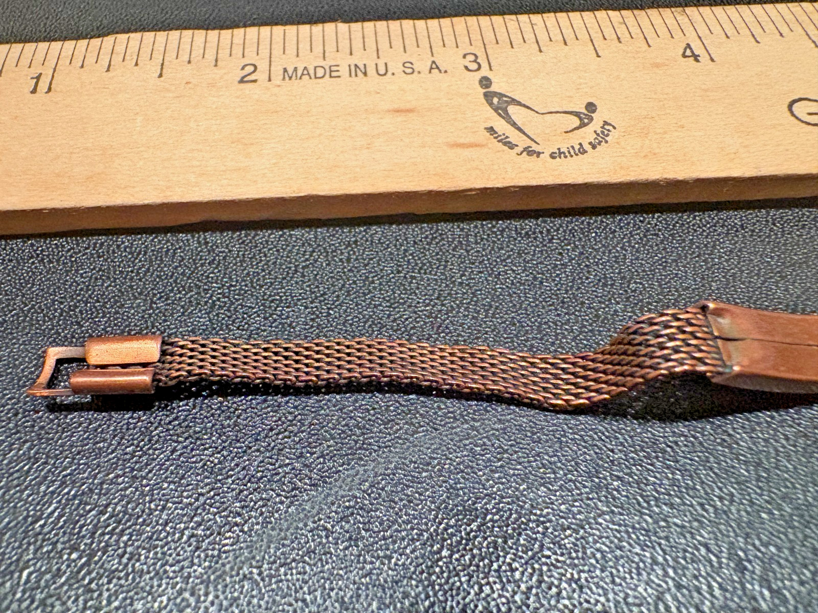 Vintage solid copper bracelet with braided band, … - image 8