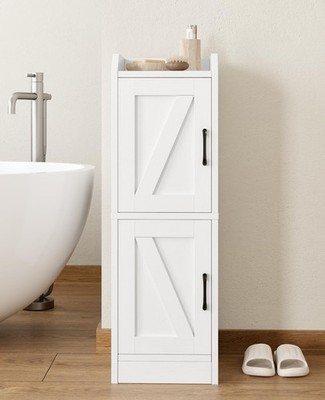 Aurinest Narrow Bathroom Storage Cabinet 2 Doors And Shelves 9.8 W Small