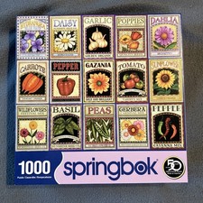 Springbok Jigsaw Puzzle "Garden Goodness" 1000 Pieces USA 24 x 30 Seed Packs