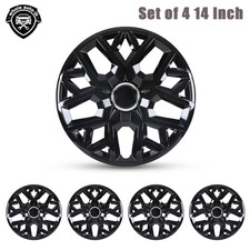 4pcsset 14 Black Wheel Covers Snap On Full Hubcaps Fit R14 Tire Steel Rim