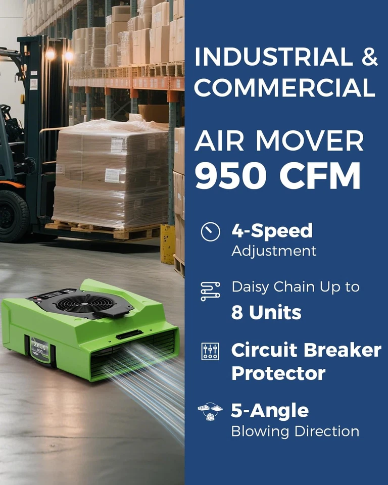 Ventilador soplador de aire ALORAIR Zeus 900 para secado de alfombras restauración de daños por agua Foto 2 de 4