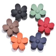6PCS Matte Flower Hair Claw Clips – Non-Slip Large Jaw Barrettes for Thick Hair