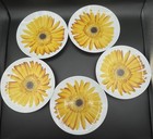 Set Of 5 Crate And Barrel 8” Stoneware Sunflower/Daisy Salad/Dessert Plates — photo 2