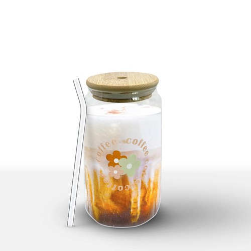 2x ROY Cocktailgläser - Set mit Deckel Strohhalm – 500ml Eiskaffee Trinkgläser - Bild 2 von 4