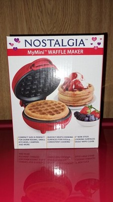 Nostalgia MyMini Waffle Maker Red Electric Non-Stick 