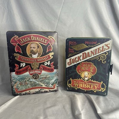 Vintage Jack Daniels Old Time Tennessee Whiskey Holiday Tin Set 2  Collectible