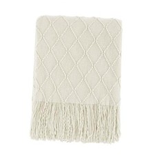 Throw Blanket 50x60 Inch Boho Knitted Soft Throw Sofa Blanket 50"x60" Beige