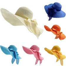 Sun Beach Wedding Hat Wide Brimmed Floppy Foldable Straw Summer Ladies Womens