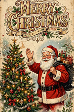 Merry Christmas Santa Vintage Holiday Metal Sign Retro Decor 8x12 47S