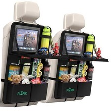 Car Backseat Organizer with Tablet Holder,11 Storage 1Pack with Food Tray Black