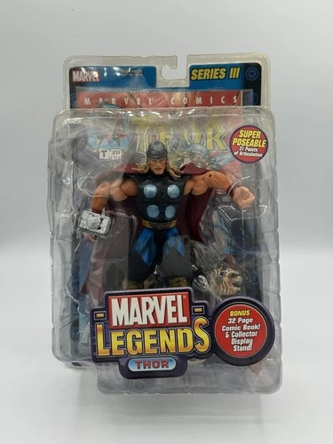 Vintage NEW 2002 MARVEL LEGENDS THOR SERIES 3 TOYBIZ ACTION FIGURE W/ COMIC BOOK