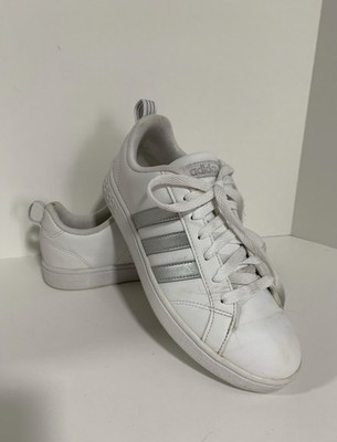 Adidas VS Advantage women's 7.5 white silver stripe sneakers 302