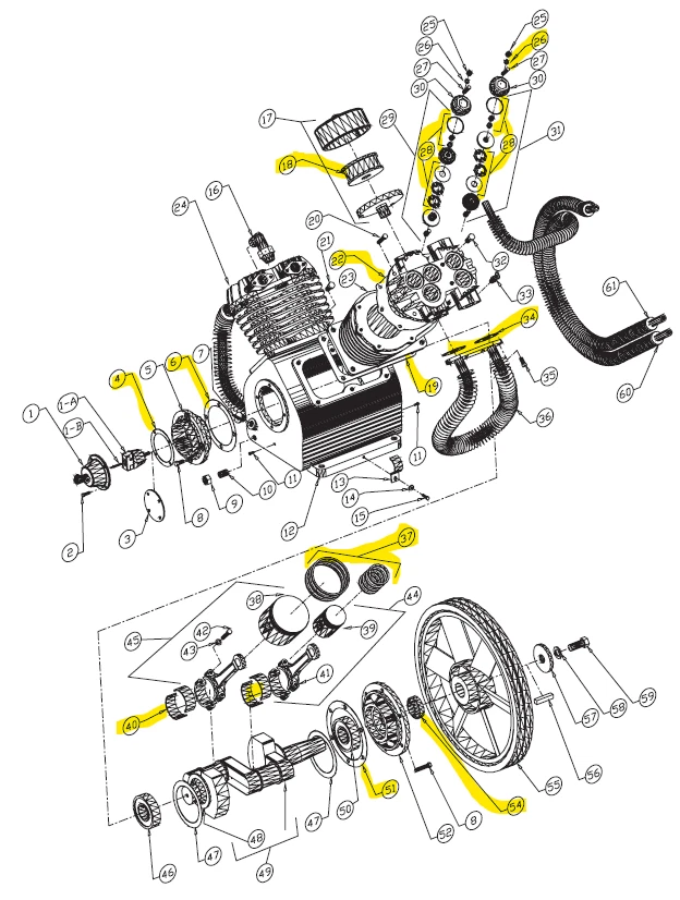 DEVILBISS DEVAIR MODEL 447 OK447 REBUILD TUNE UP KIT AIR COMPRESSOR PARTS