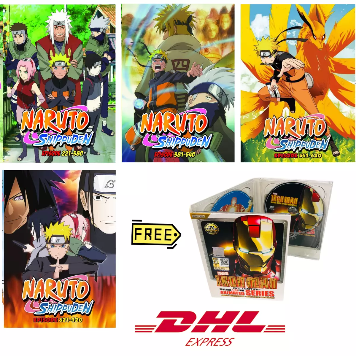 Anime DVD Naruto Shippuden Episode 1-500 Complete English Dub + FREE DVD  Boxset