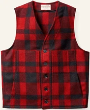 Filson Mackinaw Wool Vest Red & Black Plaid, Men's XL NWT MSRP $225