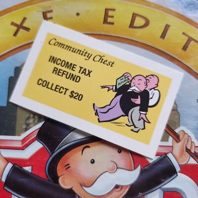 Monopoly Deluxe Edition 1996 Replacement Income Tax Refund Community Chest Card