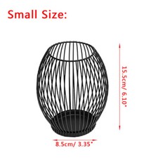 Image of Black Metal Wire Lantern Candle Holder Home Garden Wedding Outdoor TeaLight Deco