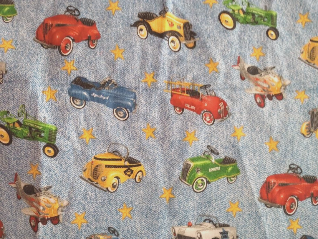 antique airplane truck car fun fabric length piece 21 x 11 inches new